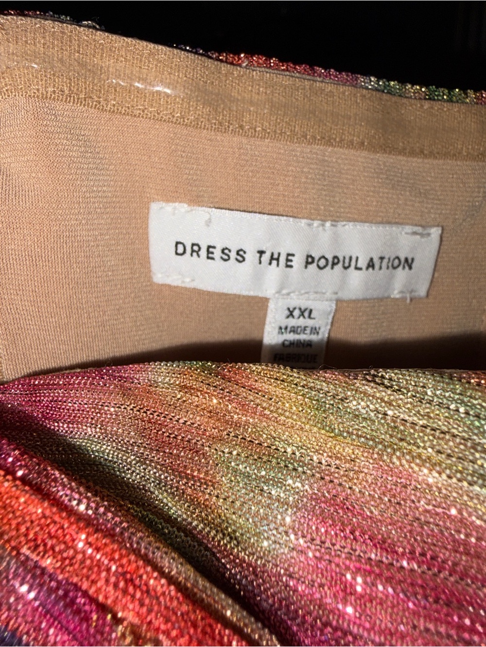 Dress the Population One-Shoulder Multicolor Maxi Dress - Pink, Green, Yellow - Picture 7 of 7